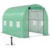 Outsunny Serra tunnel da giardino 3 x 2 x 2 m con porta avvolgibile e grandi finestre, in acciaio zincato e PE, verde