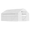 Outsunny Serre da giardino 4 x 3 x 2m con porte avvolgibili e ampie finestre, serra tunnel da giardino, bianco