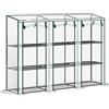 Outsunny Serra da giardino con ripiani a 3 livelli serra da balcone 3 porte avvolgibili con zip 215 x 46 x 151 cm verde