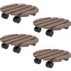 Outsunny Set di 4 supporti rotondi Ø30 cm per piante - supporto porta vasi su ruote, interno ed esterno
