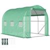 Outsunny Serra a tunnel da giardino 6 m² 3 x 2 m con 1 porta + 2 pareti laterali zippate arrotolabili, 6 finestre, verde