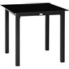 Outsunny Tavolo da giardino quadrato per 4 persone con piano in vetro temperato e struttura in alluminio 80 x 80 x 74 cm nero