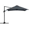 Outsunny Ombrellone sfalsato quadrato inclinabile a 360°, manovella, base a croce - alluminio dim. 3L x 3l x 2,6H m grigio scuro