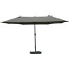Outsunny Ombrellone da giardino esterno ombrellone doppio rettangolare 4,6L x 2,7l x 2,4H m con apertura e chiusura manovella, sacchi di peso e base inclusi, ombrellone per balcone, piscina, grigio