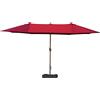 Outsunny Ombrellone da giardino esterno ombrellone rettangolare doppio 4,6L x 2,7l x 2,4H m con manovella per apertura e chiusura, sacchi di sabbia e base inclusi, ombrellone per balcone, piscina, bordeaux