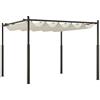 Outsunny Pergola da giardino esterno 3 x 3 m con tetto retrattile e fissaggio magnetico, tenda da sole UPF30+, crema