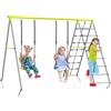 Outsunny 4 in 1 altalena da giardino per bambini con 2 seggiolino altalena scala per scalare e rete per l'arrampicata verde