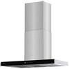 Taurus T90IXAL - Cappa decorativa in acciaio e vetro nero, larghezza 90 cm, 650 m3/h di aspirazione, 3 velocità, touch, efficienza A, LED, 200 W, filtri in alluminio lavabili multistrato