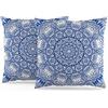 ggaimwf Fodere per cuscini marocchini 40x40 cm Blu Cuscini Boho etnici Stile indiano Astratto Mandala Arabesque Meditazione Hippie Moderno Copricuscino per divano Soggiorno Letto Federa Set da 2