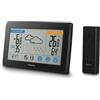 Hama - Stazione barometica Touch con sensore Esterno. Orologio radiocontrollato, Calendario, previsione Meteo, Temperatura/umidità Interna/Esterna, Nero