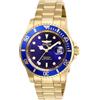 Invicta Pro Diver - Orologio da uomo in acciaio inossidabile con movimento al quarzo - 40 mm, Oro / Blu