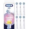 Oral-B Testine di Ricambio iO Gentle Care, Bianche, 6 Ricambi | 6 Testine di Ricambio per Spazzolino Elettrico, Originali, per Gengive Sensibili, Setole Angolate per Rimuovere la Placca