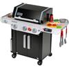 Theo Klein 9445 Weber Barbecue Genesis in legno I Inclusi inserti per bistecca, pizza o verdure I Con manici, utensili e posate da barbecue I Giocattolo per bambini dai 3 anni in su