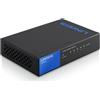 Linksys LGS105-EU Switch di rete Gigabit non gestito a 5 porte, hub Ethernet per casa e ufficio con chassis in metallo, montaggio a parete o su scrivania, sdoppiatore Ethernet, plug-and-play