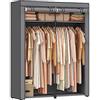 SONGMICS Armadio, Guardaroba Porta Abiti per Camera da Letto con 2 Barre Appendiabiti, Armadio Portatile in Tessuto, Pieghevole, per Armadio, 140 x 43 x 174 cm, Grigio RYG02GY.