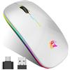 HZD Mouse Wireless Ricaricabile, Mouse Bluetooth e 2,4 GHz Con Mini Ricevitore USB, 1600 DPI Mouse Senza Fili, Silenzioso, Mauser Wireless Compatibile Con Apple, Mac, PC, Laptop, Windows