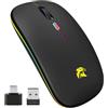 HZD Mouse Wireless Ricaricabile, Mouse Bluetooth e 2,4 GHz Con Mini Ricevitore USB, 1600 DPI Mouse Senza Fili, Silenzioso, Mauser Wireless Compatibile Con Apple, Mac, PC, Laptop, Windows