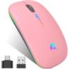 HZD Mouse Wireless Ricaricabile, Mouse Bluetooth e 2,4 GHz Con Mini Ricevitore USB, 1600 DPI Mouse Senza Fili, Silenzioso, Mauser Wireless Compatibile Con Apple, Mac, PC, Laptop, Windows
