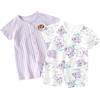 ACMEDE Neonato Pagliaccetto Tutina di Cotone, Pacco da 2 Bodysuits a Manica Corta Body Estivo Orso Frutta Tuta Pigiama Neonati Pagliaccetti Body a Scatto Bimbo 0-18 Mesi