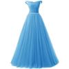 Zorayi Abito da sera elegante lungo in tulle formale abito da ballo, Celeste., 44