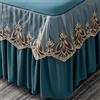 Odot Mantovane Giroletto, Stile Vintage Disegno Pizzo Tinta Unita Mantovana Letto Gonna da Letto Lenzuolo Coprimaterasso, Ruches Antipolvere, per Singolo Matrimoniale (180x200cm,Blu)