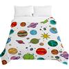 Chickwin Bambino Trapuntino Copriletto Trapuntato Matrimoniale Singolo, Universo Goffrato Autunno Coperta Primaverile Estivo Trapunta Coperta Leggera per Camera da Letto (pianeta bianco,100x150cm)