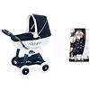 Smoby (TG. taglia unica) Smoby - Carrozzina Baby Blu, 7600251181, 3 Anni, con Cappotti