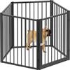 PawHut Dog park, recinto per cani a 5 pannelli modulare e pieghevole, recinto portatile in metallo 76H cm con porta, recinto per gatti, cuccioli e piccoli animali, per interni ed esterni, nero