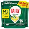Fairy Original Pastiglie Lavastoviglie, 145 Capsule, Limone, Detersivo Con Azione Pulente Al Primo Lavaggio, Efficace Sul Grasso Incrostato Con Azione Brillante