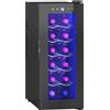 HOMCOM Cantinetta Vino Refrigerata 12 Bottiglie 34L Cantina Vino Monotemperatura 8-18℃ Cantina Vino Bar con Vetro Anti UV, Termoelettrico, Ripiani Regolabile, Display Touch, Luci LED, Classe E, Nero