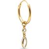 SINGULARU - Orecchino Singolo Cerchio Doppio Spark. Argento Sterling con Placcatura in Oro 18 Kt e Zirconia. Gioielli da Donna