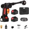 Kamanan Idropulitrice a batteria, 2x 21V Idropulitrice portatile a batteria con ugello multi-spray 6 in 1 e tubo flessibile da 8.2 m, portatile ad alta pressione senza fili per auto, finestre, prati (Nero)