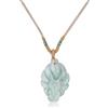 COAI Collana di Giadeite Birmana Naturale da Uomo e da Donna, Collana Regolabile Unisex con Cordino Beige e Ciondolo Volpe Portafortuna