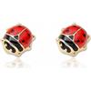 Monde Petit Mondepetit - Orecchini ragazza Smalto Rosso-Nero Coccinella Oro Giallo 18K - Scatola Regalo - Certificato di garanzia