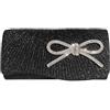 Mayoii Borsa da donna con fiocco con strass scintillanti, con strass, nero e argento, pochette per matrimoni, balli, feste, ampia borsa glamour con tracolla a catena, Papillon Nero, 8.8 inches long