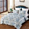 VIVILINEN Set copripiumino trapuntato, 3 pezzi, motivo patchwork floreale, reversibile, per letto matrimoniale/queen size, con federe (blu, matrimoniale/queen size (221 x 238,8 cm)