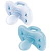 J Bimbi Joy Succhietto 100% Silicone 0-6 Mesi Trasparente Azzurro, 2 Pezzi