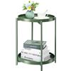 danpinera Tavolino in metallo a 2 ripiani con vassoio rimovibile, tavolino da esterno piccolo, antiruggine verde, comodino per camera da letto, balcone, patio (verde scuro)
