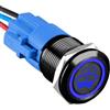 ETOPARS Nero Guscio 19mm Momentaneo Interruttore a Pulsante 12V 5A Interruttore a Levetta Auto Impermeabile Metallo Interruttore a Bilanciere con Filo Blu Luce Lavatrice