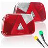 Qiping Fanali Posteriori Rimorchio, Luci Posteriori per Rimorchio 12V, con Cavo Presa a 6 Pin Lungo 2 Pezzi 30 cm per Rimorchio Veicoli Agricoli Roulotte