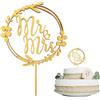 WOLMIK Topper per torta nuziale, in legno, con scritta Mr & Mrs, colore: oro
