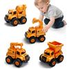 YGNNXRN Camion da Cantiere Giocattolo per Bambini 2+ Anni - Set Veicoli Push and Go con Escavatore, Gru, Camion Ribaltabile e Betoniera - Giocattoli Educativi per Bambini e Bambine 2 3 4 5 Anni