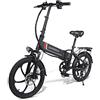 SAMEBIKE Bicicletta Elettrica Pieghevole da 20 Pollici Per Adulti,E-bike Urbana Unisex Per Adulti Con Pedalata Assistita,Batteria Rimovibile 48V10.4AH,Bici Elettriche per 7 Velocità (20LVXD30 Nero)