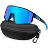XFSRG Occhiali da Sole da Uomo Donna Ciclismo Polarizzati Protezione UV400 Bicicletta Antivento con Custodia per Ciclismo Corsa Sci(Blu)