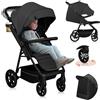 LIONELO Passeggino compatto e laggero MIRA per bambini da 6 mesi a 4 anni/ 22 kg, Ruote girevoli a 360° Sospensione completa, Schienale e Poggiapiedi regolabili, Capottina XXL UPF50+, Ampio cestino