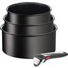 Tefal Ingenio Unlimited On L3959443 - Set di 4 pentole, impilabile, induzione, facile pulizia, rivestimento antiaderente, indicatore di calore, nero, L3959443