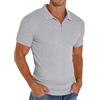 PrinStory Polo da uomo, a maniche corte, con chiusura lampo, per il tempo libero, elasticizzata, slim fit, Zs azzurro cielo, S