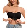 WOWENY Reggiseno Senza Spalline Senza Ferretto con Chiusura Frontale Reggiseno Push up per Donna Reggiseno Senza Schienale, Colore della Pelle, Reggiseno Senza Cuciture, Nero, S