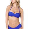Goldenpoint Donna Costume da Bagno Fishnet - Parte Alta del Bikini - Fascia Push Up con Spallina Removibile Doppiato con Lavorazione Jacquard Tinta Unita Taglia 3B Colore Blu