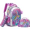 HTgroce Zaino Scuola Elementare Bambina, Sirene Zaino con Paillette, Zaino da Viaggio, Sacchetto Di Scuola per Bambina